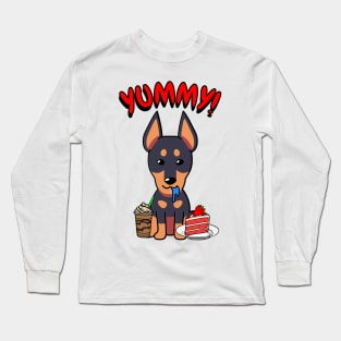 Cute guard dog is having coffee and cake Long Sleeve T-Shirt